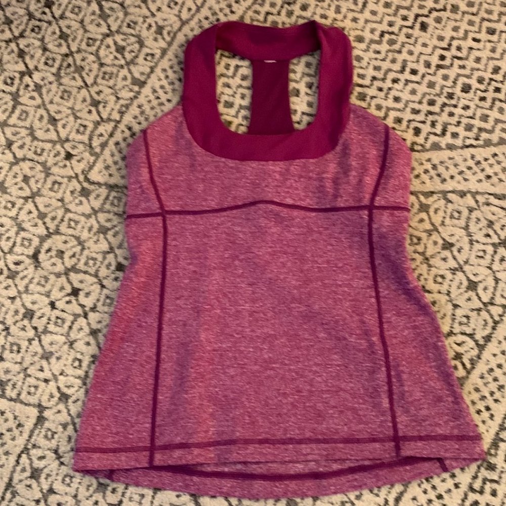 Lululemon Scoop Neck Tank W Built in Bra • Heathered Red/Plum • Size 8